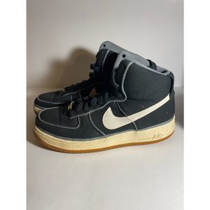 Nike Air Force 1 806403-004 Black White Logo High Top Gum Sole Shoes size 10.5